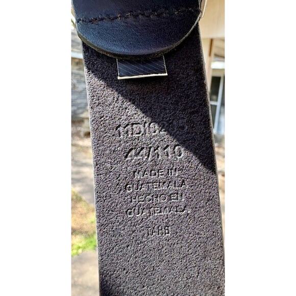 Dickies Men's Leather Silver Tone Double Prong Belt Black Size 44/110 11D10205 - Picture 3 of 6